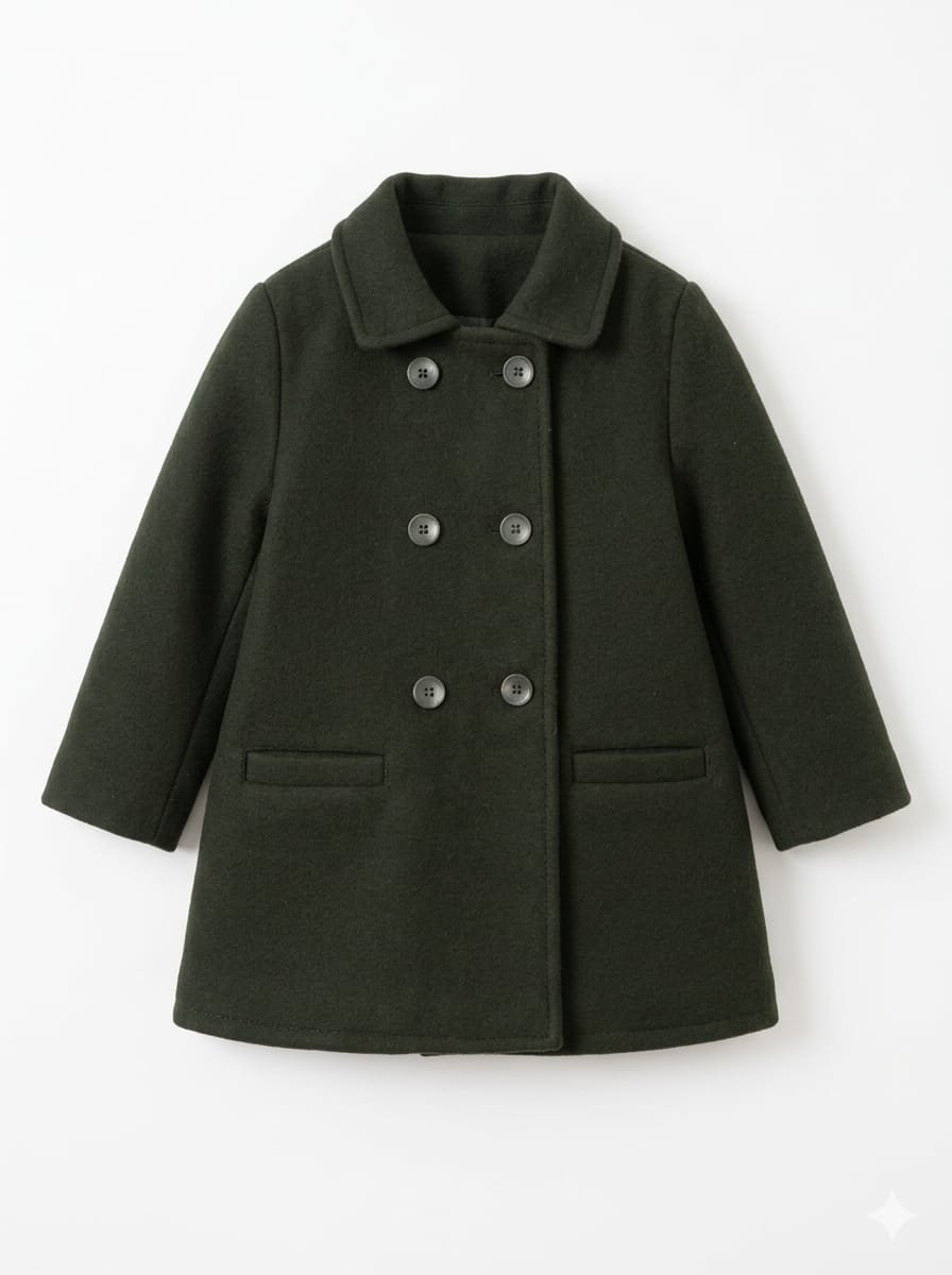 COCOONS KID Girls Double-Breasted Army Green Wool Blazer - alternate view