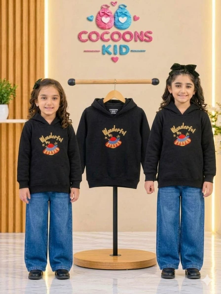 Girls Sequence Embroidery Pullover Hoodie