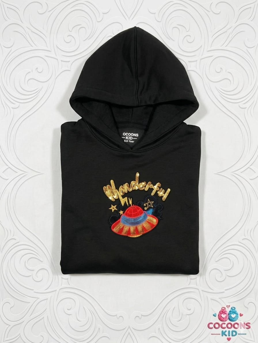 Girls Sequence Embroidery Pullover Hoodie - alternate view