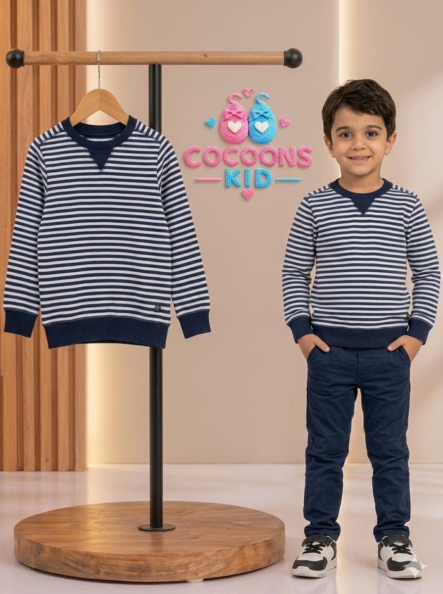 Blue/White Premium Striped Sweatshirt