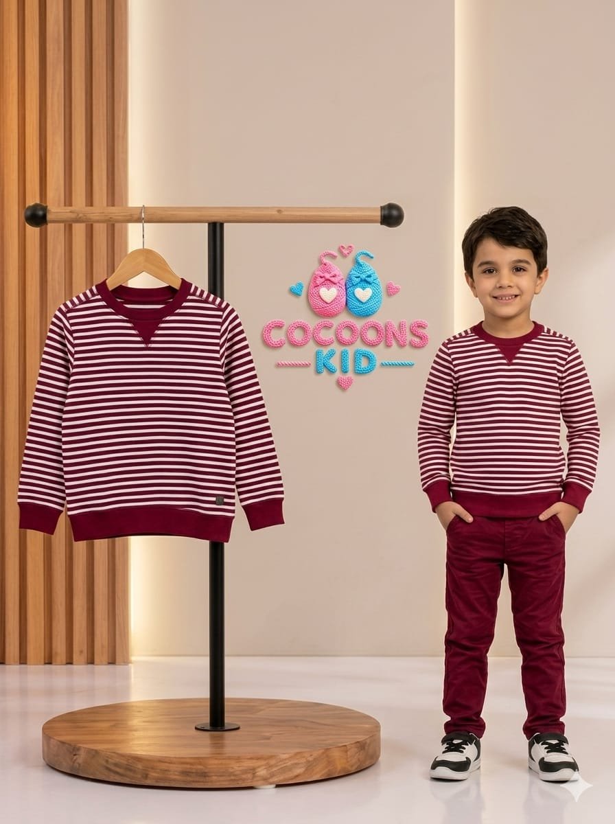 Red/White Premium Striped Sweatshirt